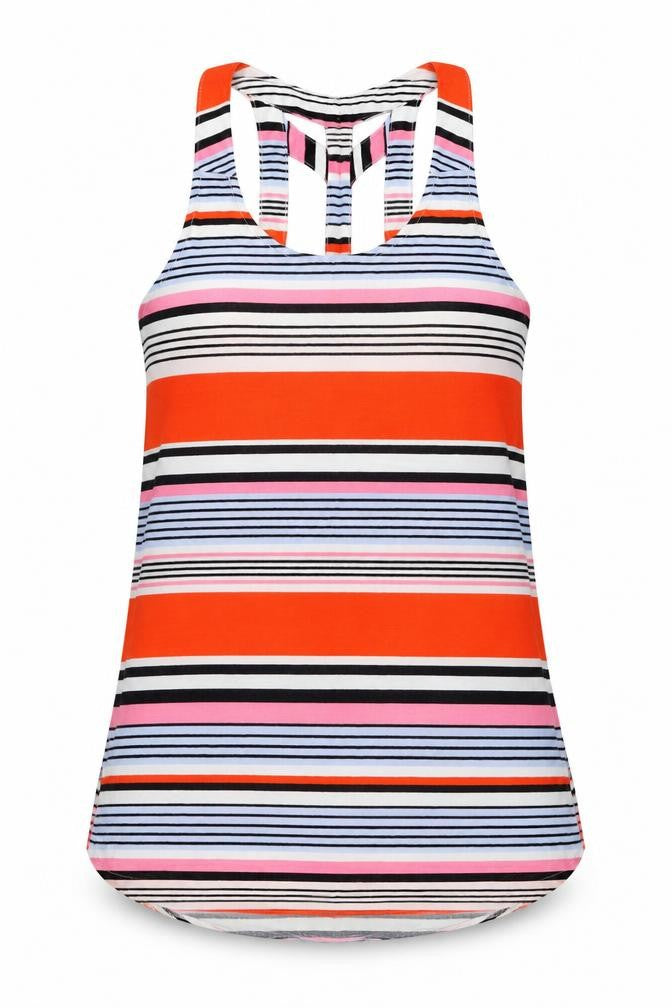 New Look Womens Multicoloured Striped Viscose Basic Tank Size 8 Round Neck