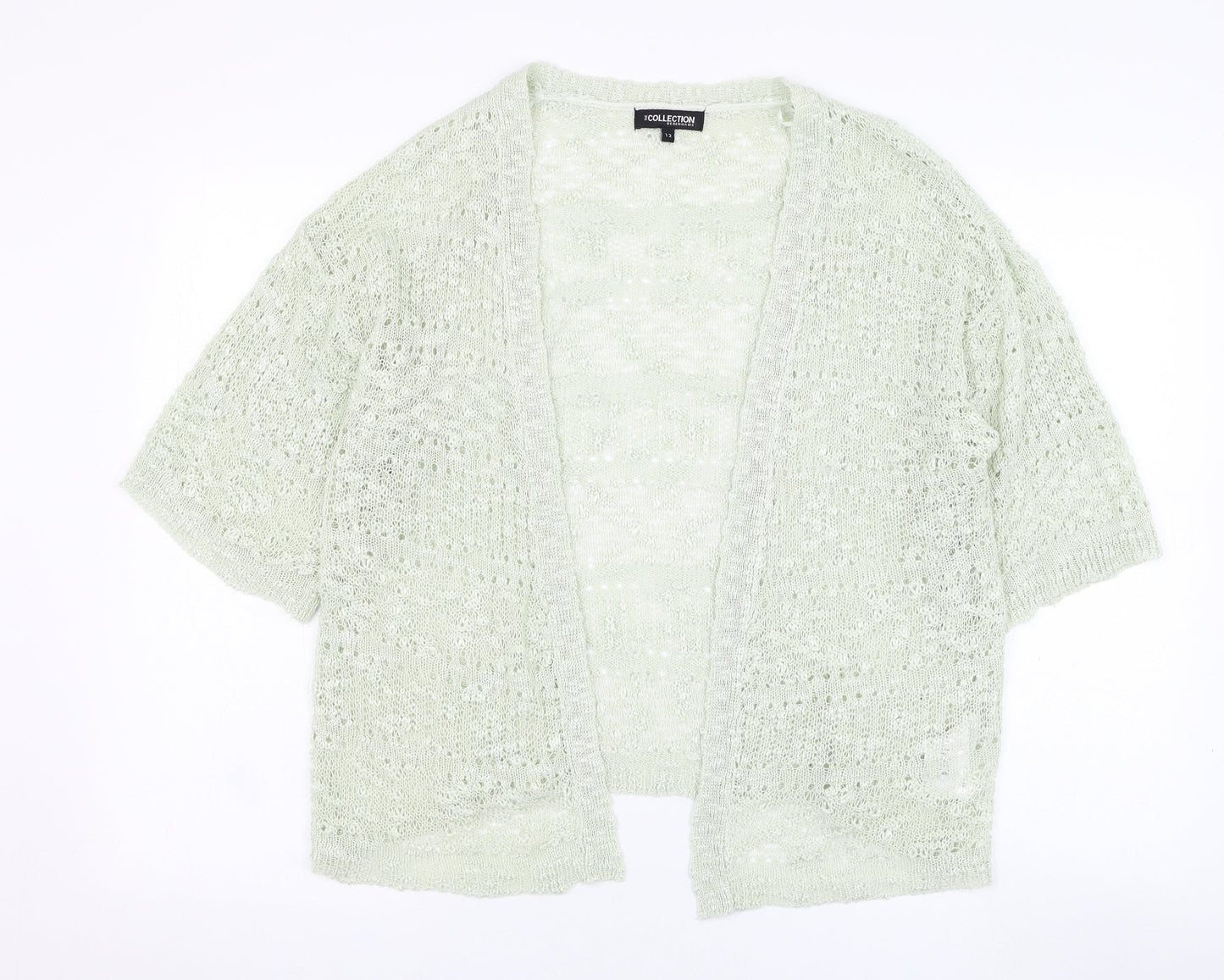 Debenhams Womens Green Square Neck  Acrylic Cardigan Jumper Size 12