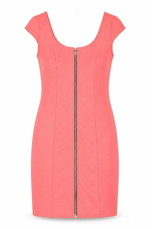 H&M Womens Pink  Polyester Pencil Dress  Size 6  Round Neck Zip