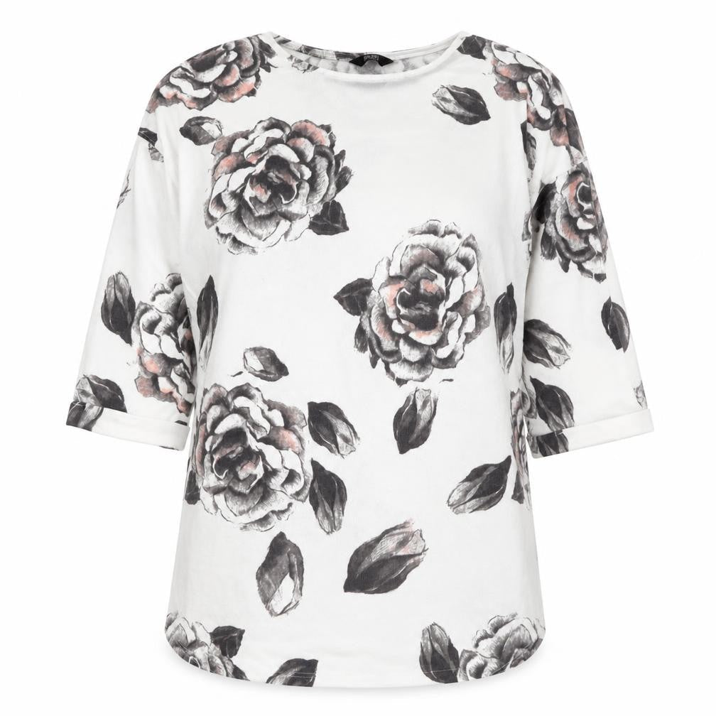 F&F Womens Ivory Round Neck Floral Polyester Pullover Jumper Size 10