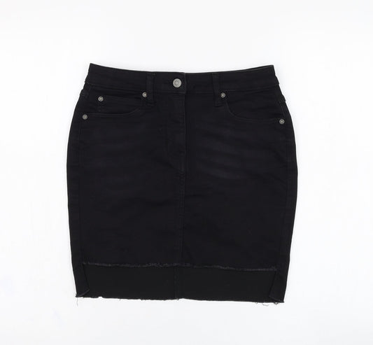 PARISIAN SIGNATURE Womens Black  Cotton Straight & Pencil Skirt Size 8   Zip