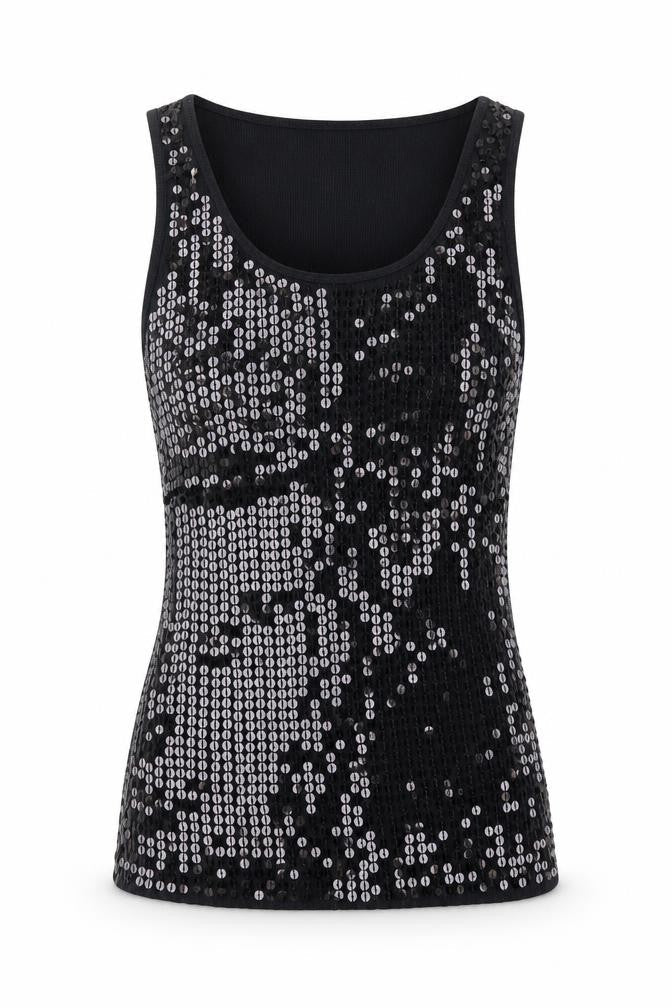 Romeo & Juliet Couture Womens Black  Cotton Basic Tank Size L Round Neck