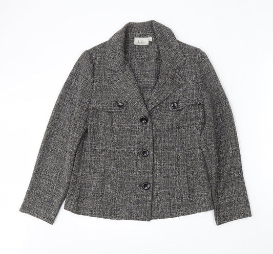 Isle Womens Grey  Polyester Jacket Blazer Size 10