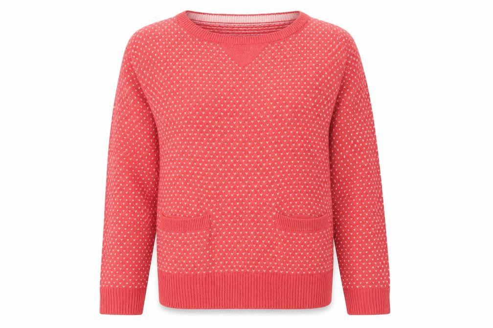 Topshop Womens Red Round Neck Geometric Acrylic Pullover Jumper Size 10