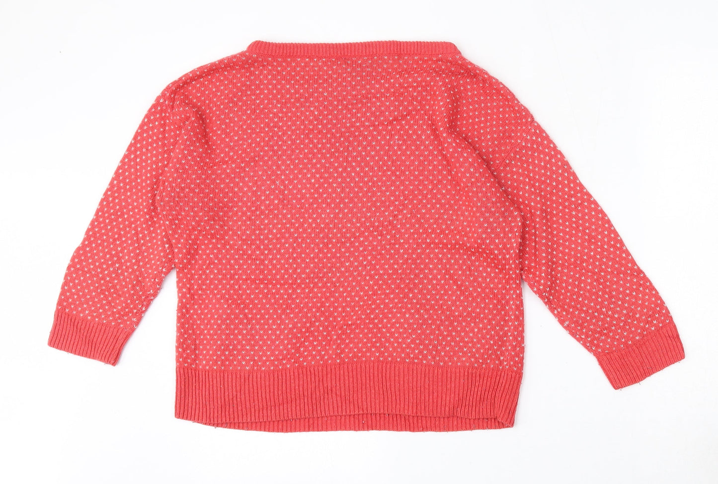 Topshop Womens Red Round Neck Geometric Acrylic Pullover Jumper Size 10