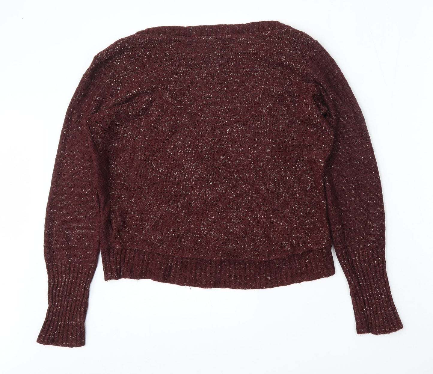 Peacocks Womens Red Round Neck  Acrylic Pullover Jumper Size 10