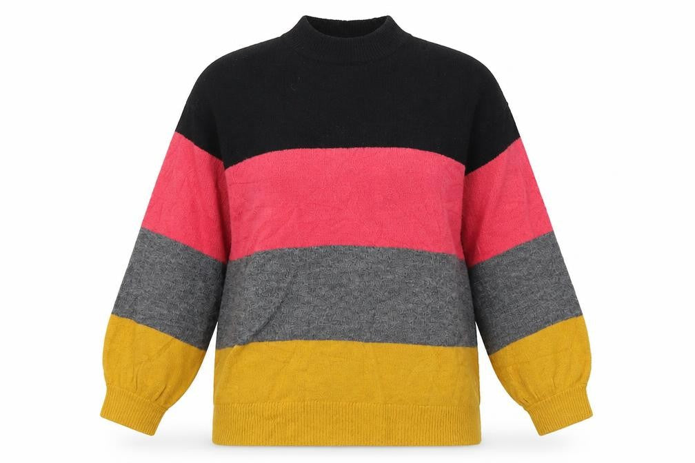 Matalan Womens Multicoloured Round Neck Striped Acrylic Pullover Jumper Size S