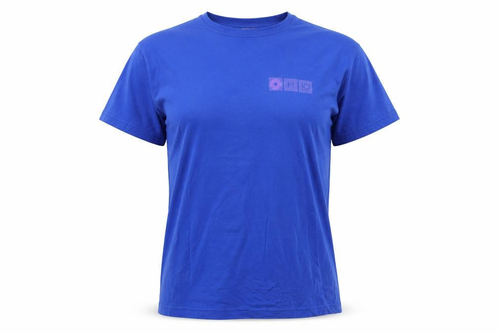 Loren Scott Womens Blue  Polyester Basic T-Shirt Size L Round Neck