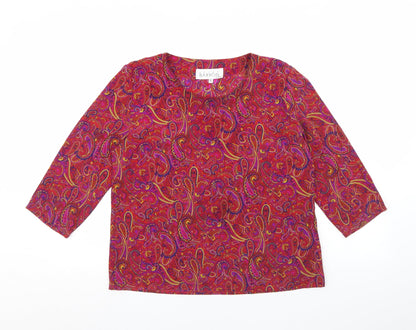 Preloved Peter barron Womens Purple Paisley Polyester Basic Blouse Size 12 Scoop Neck - Front