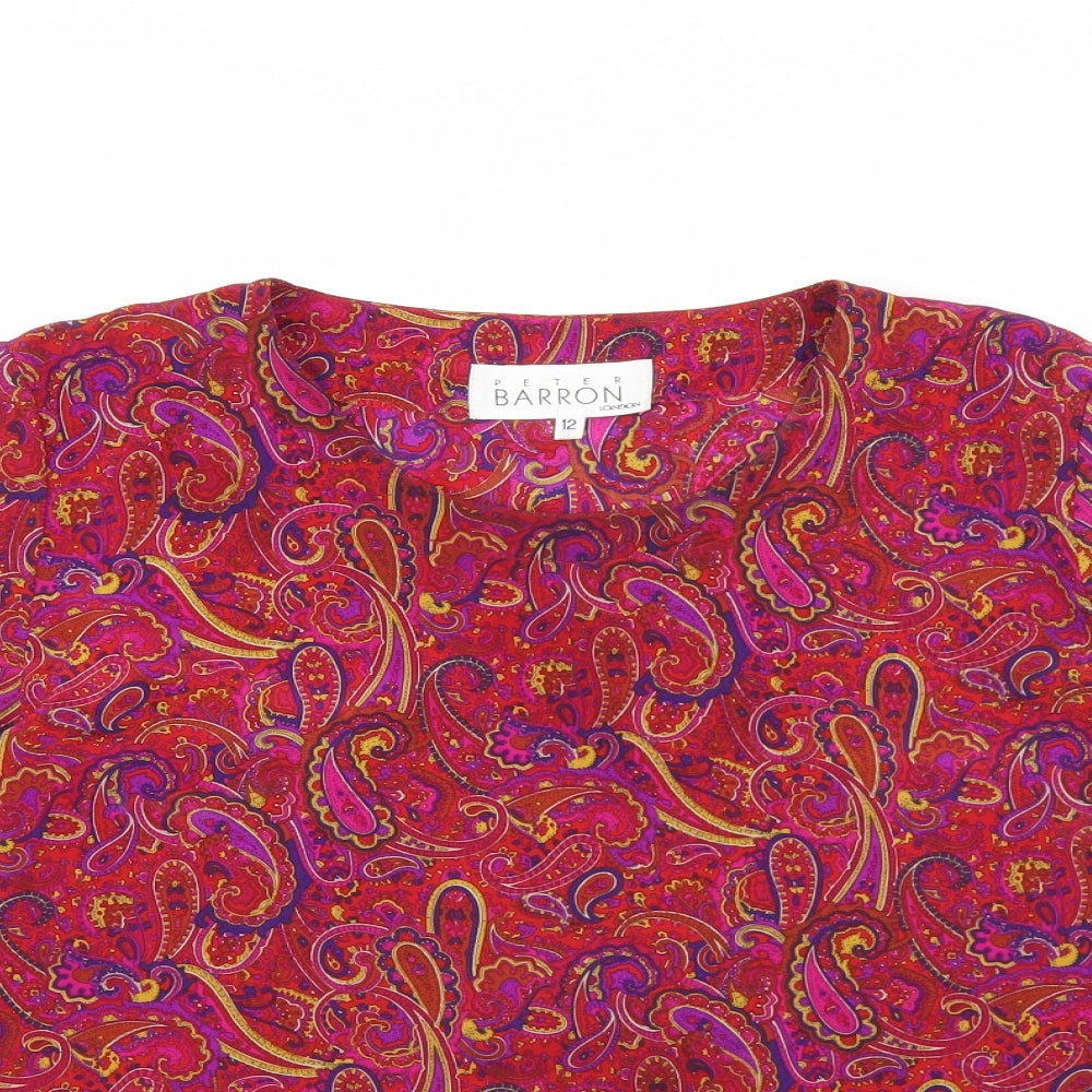 Peter barron Womens Purple Paisley Polyester Basic Blouse Size 12 Scoop Neck