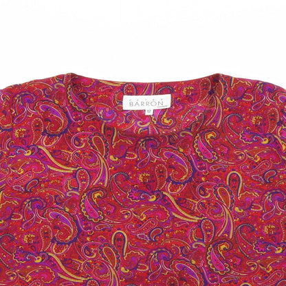 Preloved Peter barron Womens Purple Paisley Polyester Basic Blouse Size 12 Scoop Neck - Detail