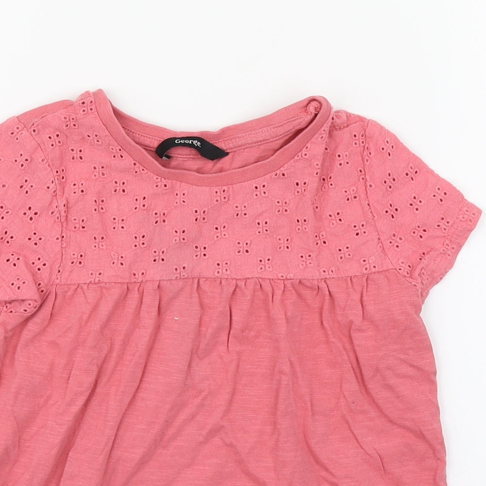 George Girls Pink  100% Cotton Basic Blouse Size 4-5 Years Round Neck Pullover