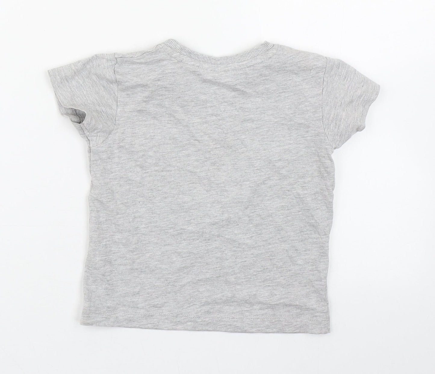 Matalan Baby Grey  Cotton Basic T-Shirt Size 12-18 Months Round Neck Pullover