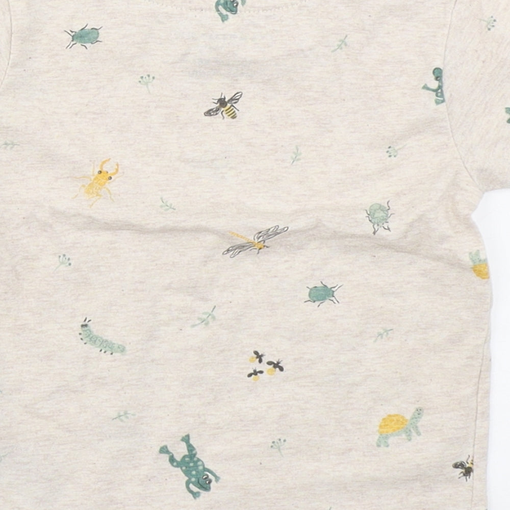 Primark Baby Beige Geometric Cotton Basic T-Shirt Size 12-18 Months Round Neck Pullover
