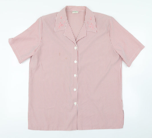 Boldgreen Womens Pink Striped Cotton Basic Button-Up Size L Collared