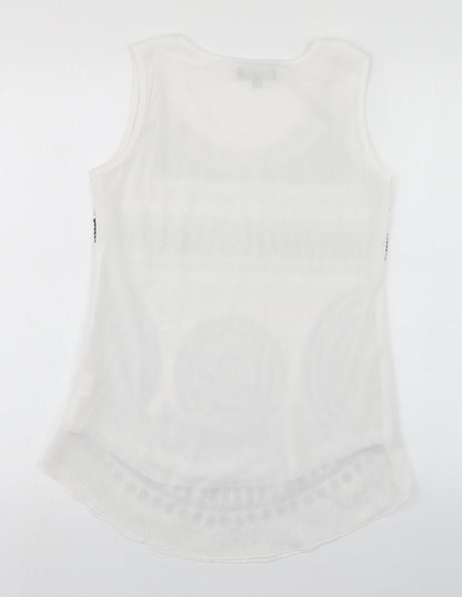 Caroline Morgan Womens White  Polyester Basic Tank Size 8 Scoop Neck
