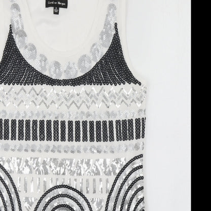 Caroline Morgan Womens White  Polyester Basic Tank Size 8 Scoop Neck