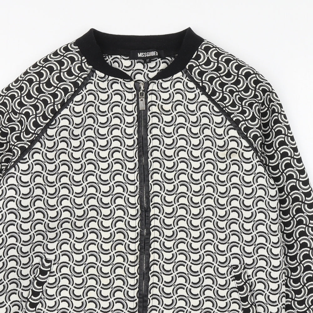 Misguided Womens Black Geometric  Jacket  Size 10  Zip