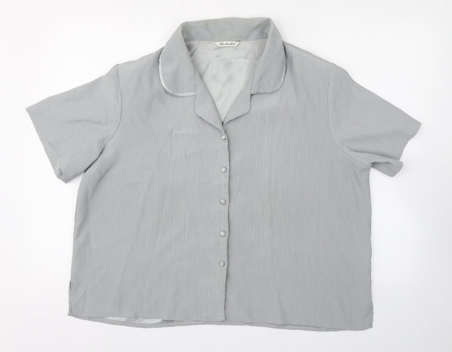 Bertex Womens Silver  Polyester Basic Button-Up Size 24 Collared