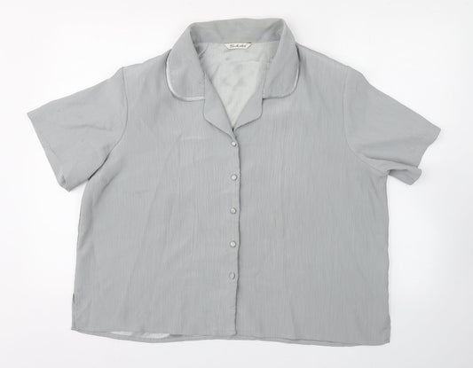 Bertex Womens Silver  Polyester Basic Button-Up Size 24 Collared