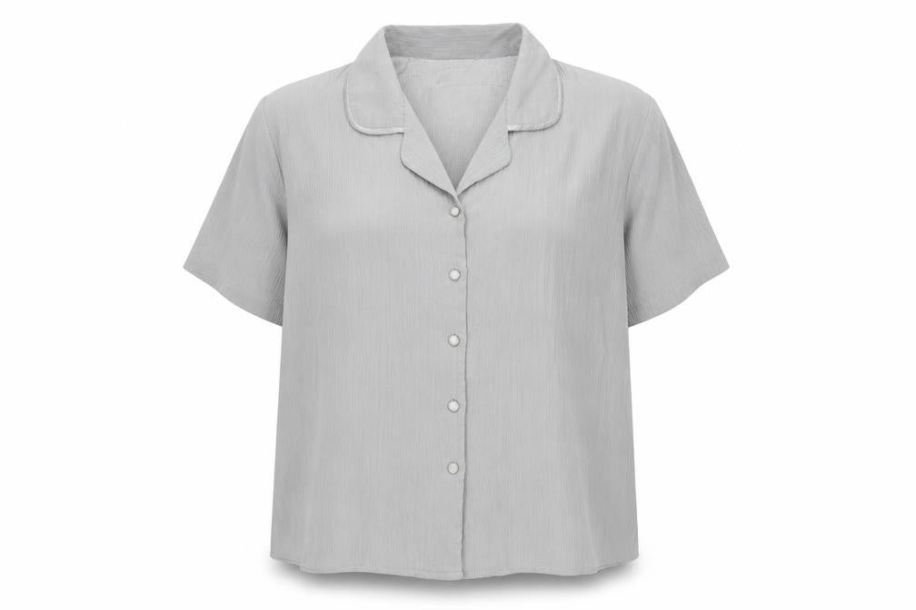 Bertex Womens Silver  Polyester Basic Button-Up Size 24 Collared