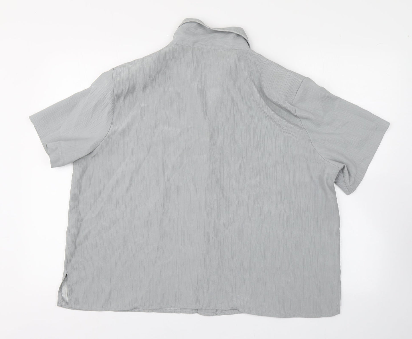 Bertex Womens Silver  Polyester Basic Button-Up Size 24 Collared