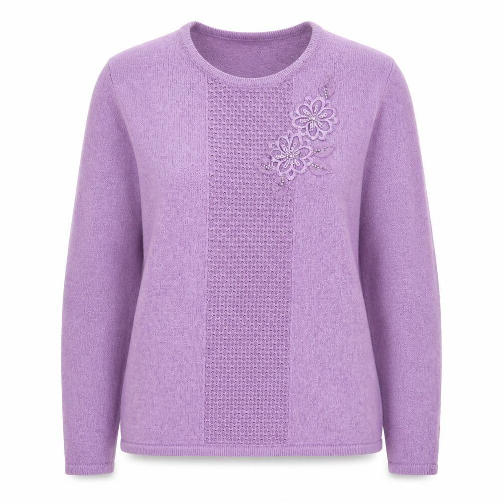 Bonmarché Womens Purple Round Neck Acrylic Pullover Jumper Size S