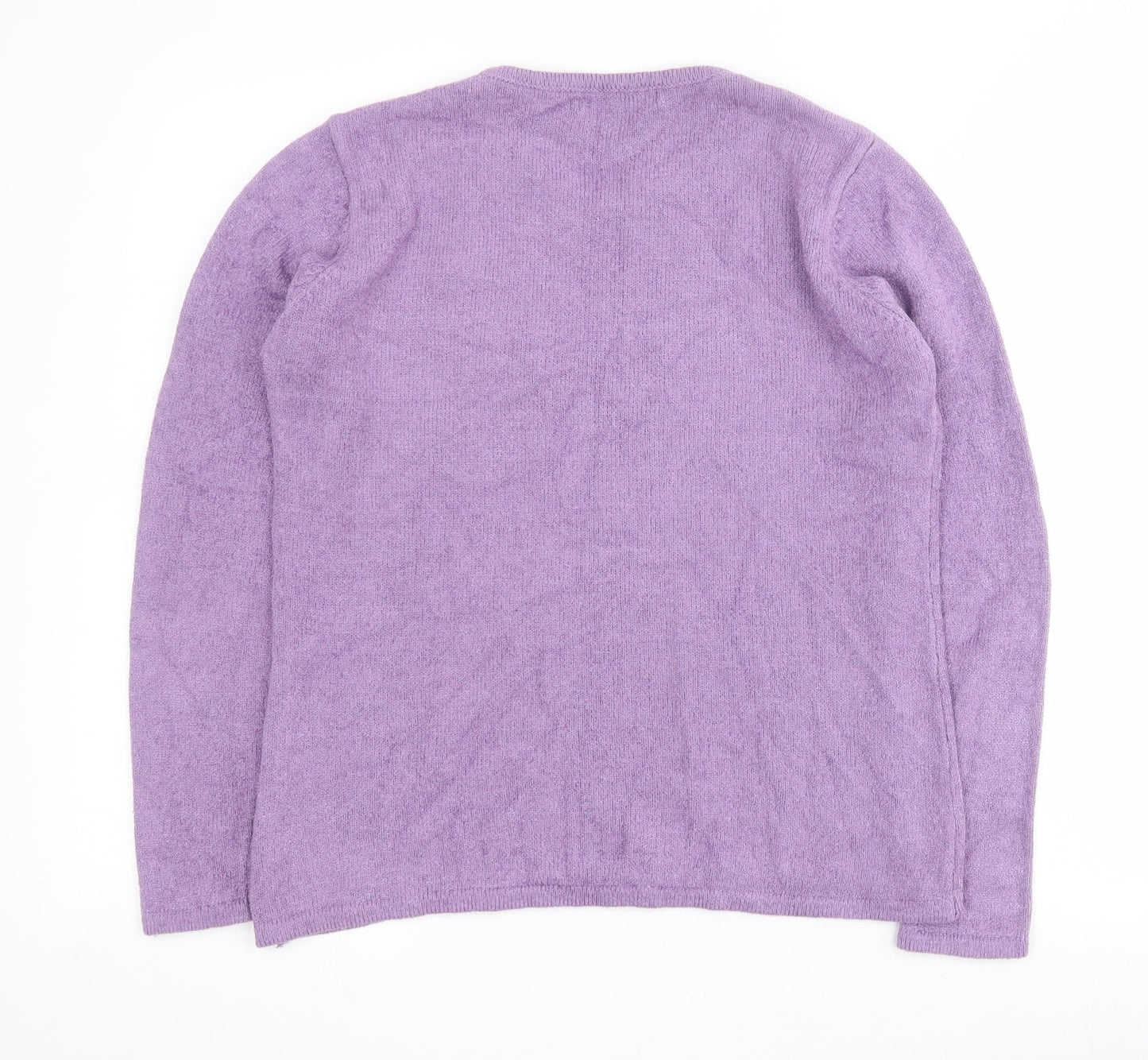 Bonmarche Womens Purple Round Neck  Acrylic Pullover Jumper Size S