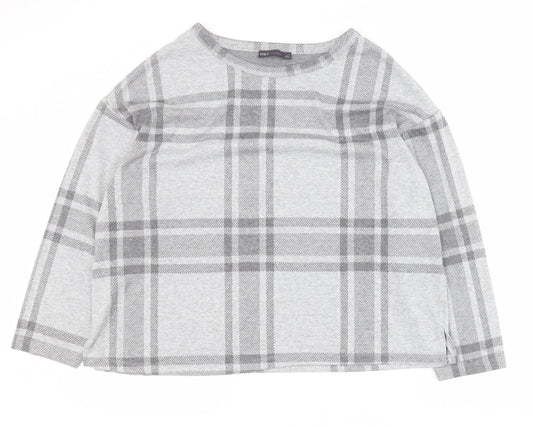 Marks and Spencer Womens Grey Plaid Polyester Pullover Sweatshirt Size 18  Pullover