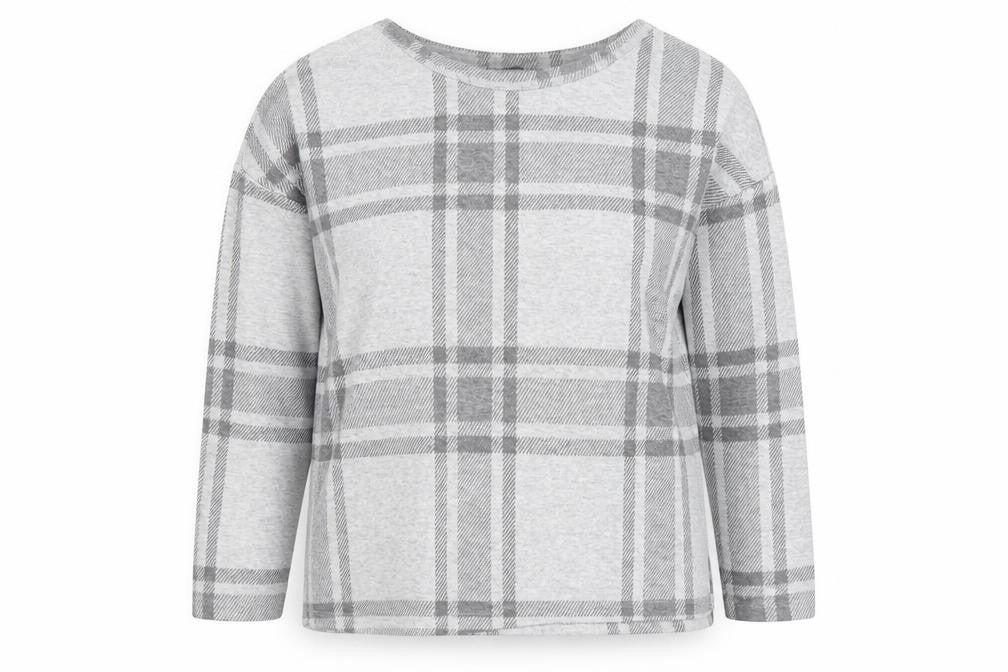 Marks & Spencer Womens Grey Plaid Polyester Pullover Sweatshirt Size 18  Pullover