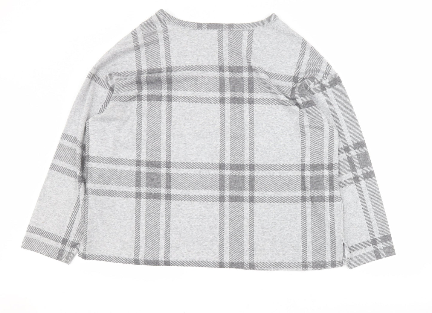 Marks and Spencer Womens Grey Plaid Polyester Pullover Sweatshirt Size 18  Pullover