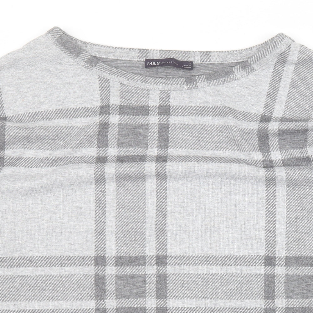 Marks and Spencer Womens Grey Plaid Polyester Pullover Sweatshirt Size 18  Pullover