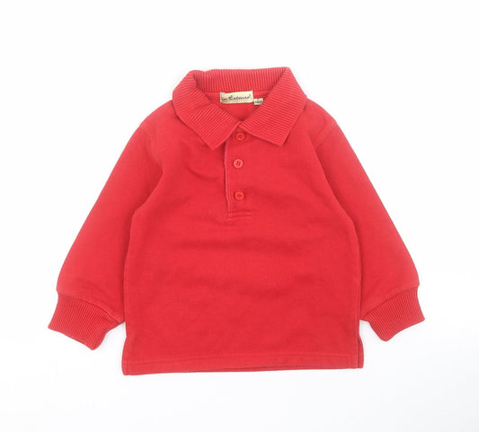 In Extenso Boys Red  Cotton Basic Polo Size 2 Years Collared Button