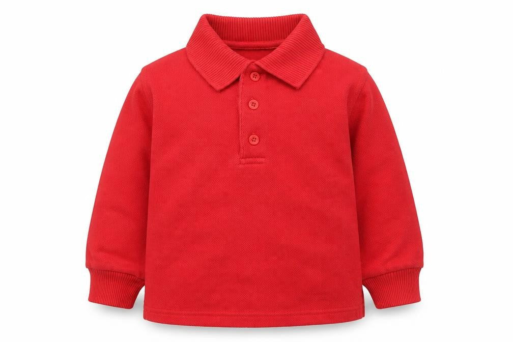 In Extenso Boys Red  Cotton Basic Polo Size 2 Years Collared Button