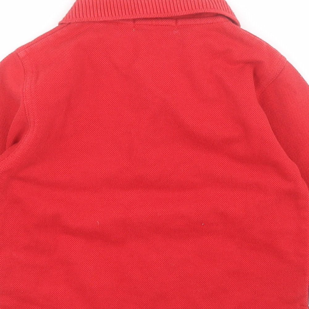 In Extenso Boys Red  Cotton Basic Polo Size 2 Years Collared Button