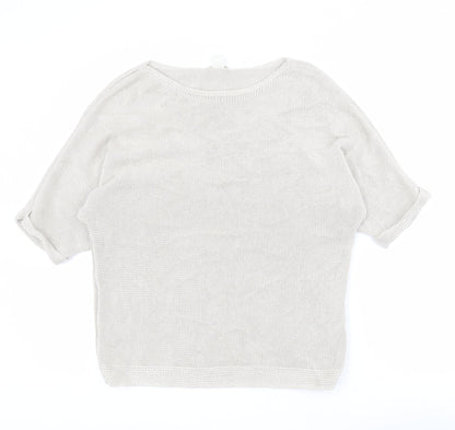 H&M Womens Beige Round Neck  Acrylic Pullover Jumper Size S