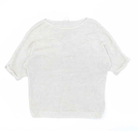 H&M Womens Beige Round Neck  Acrylic Pullover Jumper Size S