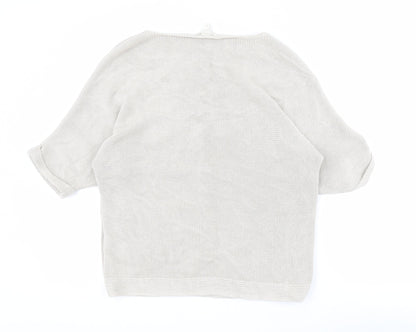H&M Womens Beige Round Neck  Acrylic Pullover Jumper Size S