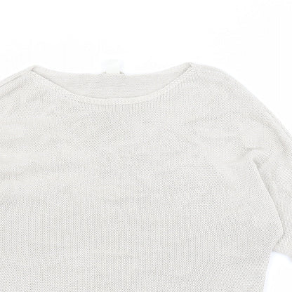 H&M Womens Beige Round Neck  Acrylic Pullover Jumper Size S