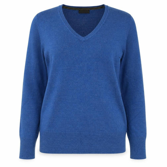 Next Womens Blue V-Neck  Acrylic Pullover Jumper Size 8