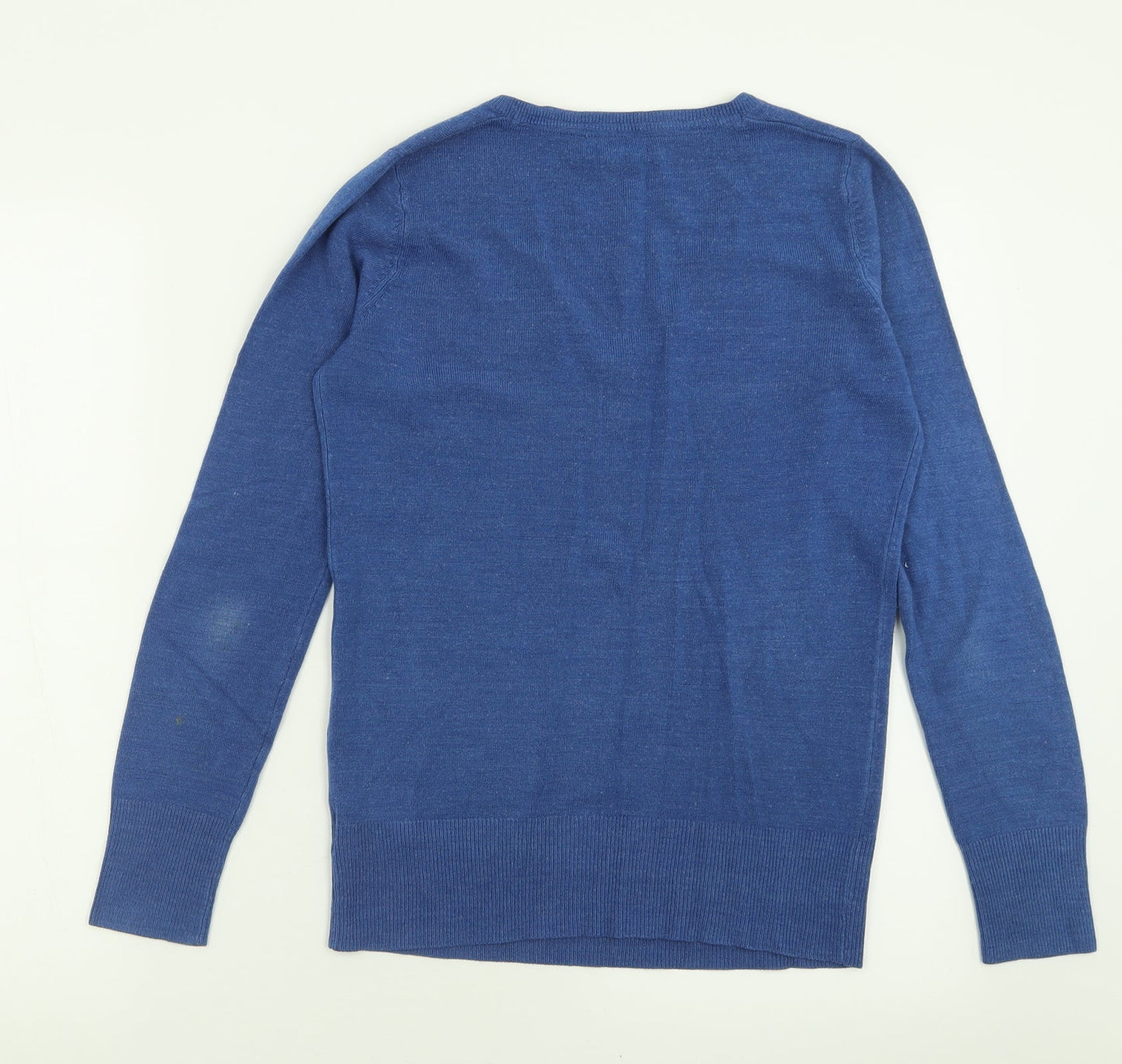NEXT Womens Blue V-Neck  Acrylic Pullover Jumper Size 8