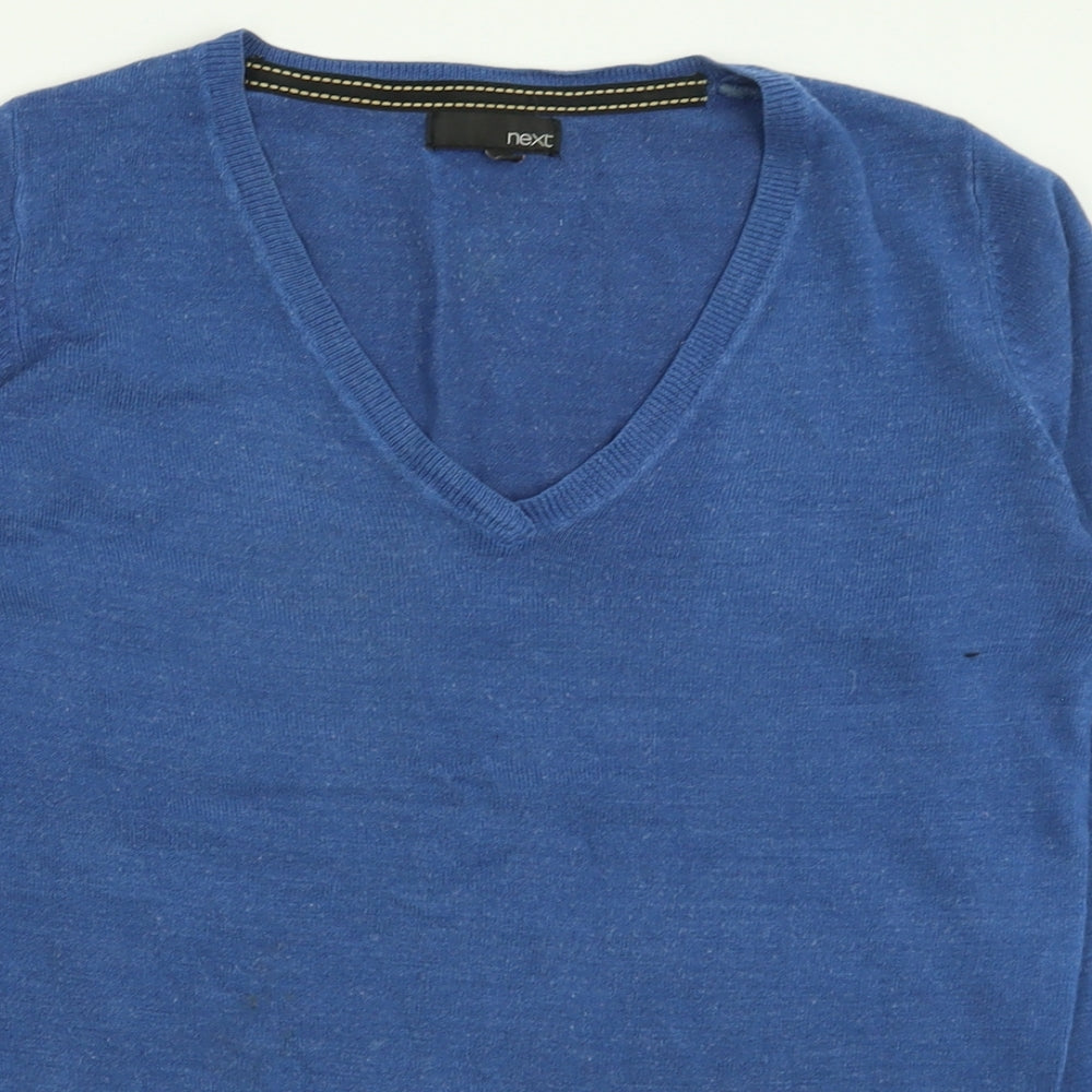 NEXT Womens Blue V-Neck  Acrylic Pullover Jumper Size 8