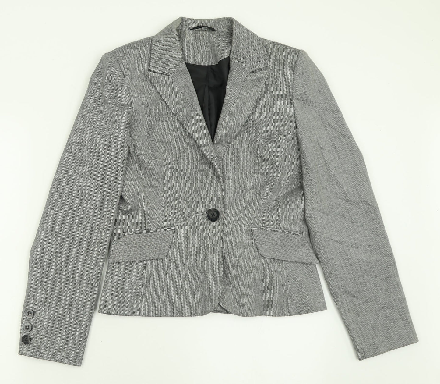 Dorothy Perkins Womens Grey Geometric  Jacket Blazer Size 10  Button