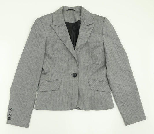 Dorothy Perkins Womens Grey Geometric  Jacket Blazer Size 10  Button