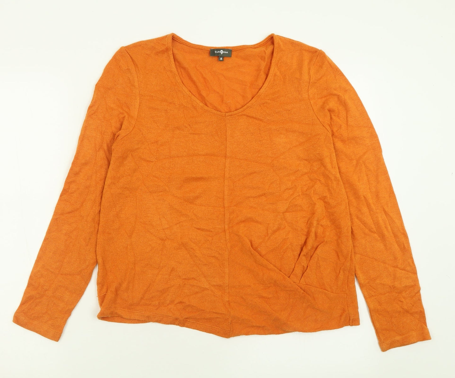 Sur Kana Womens Orange V-Neck  Polyester Pullover Jumper Size M
