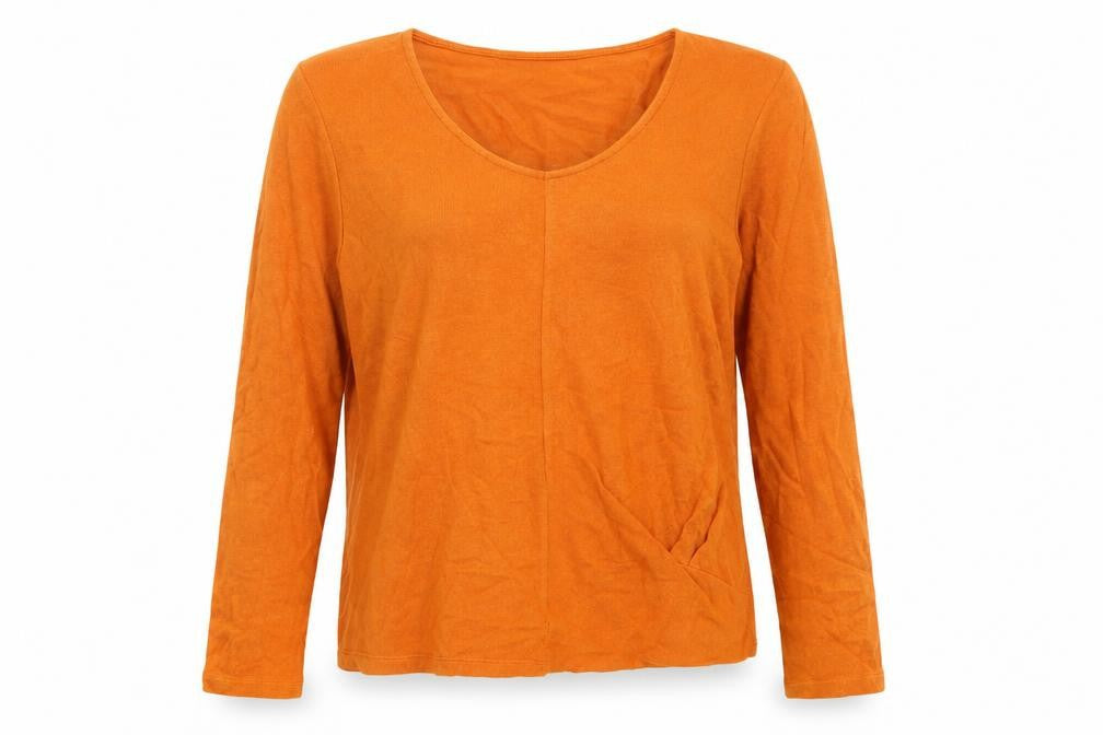 Sur Kana Womens Orange V-Neck  Polyester Pullover Jumper Size M