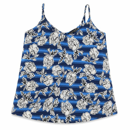 Atmosphere Womens Blue Floral Polyester Basic Tank Size 8 V-Neck
