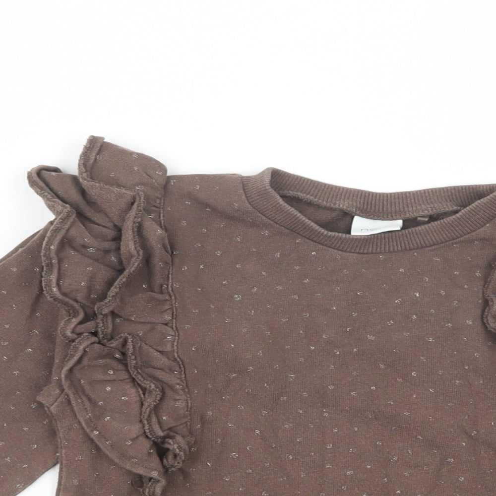 NEXT Girls Brown Geometric Cotton Pullover Sweatshirt Size 2-3 Years  Pullover