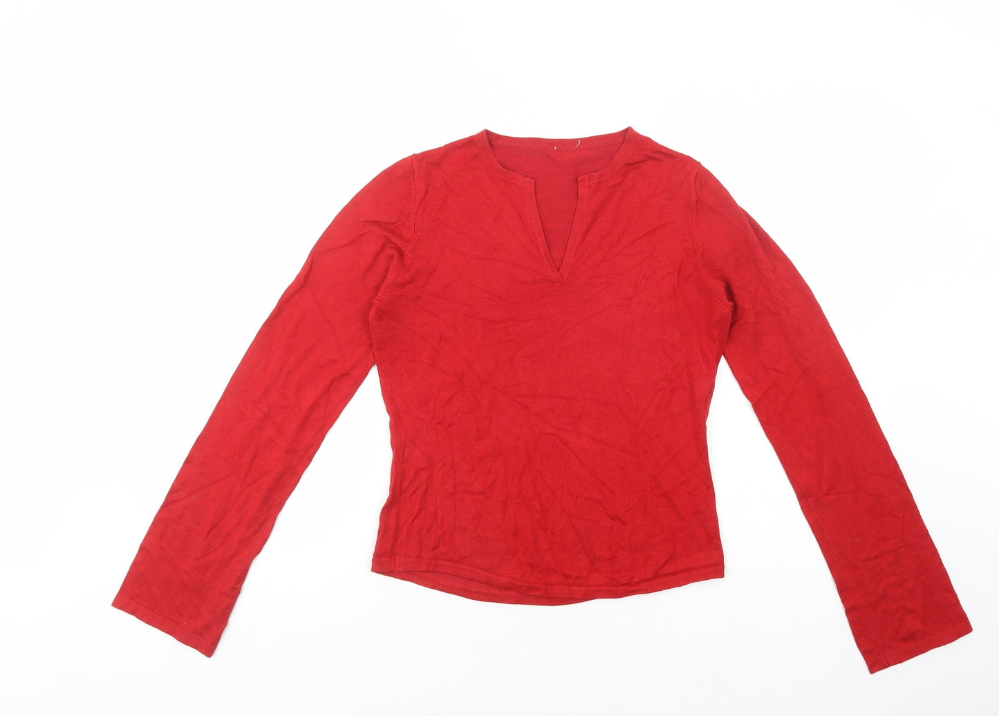 Oasis Womens Red V-Neck  Viscose Pullover Jumper Size S