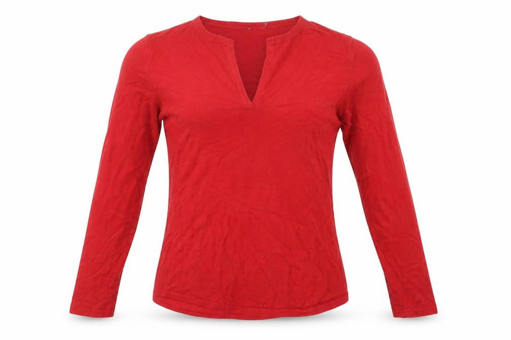 Oasis Womens Red V-Neck  Viscose Pullover Jumper Size S